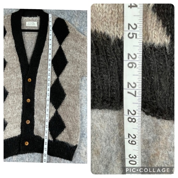 One of A Kind Bolivian Handmade 100% Alpaca Wool Grandpacore Cardigan Sweater  L - Picture 13 of 16